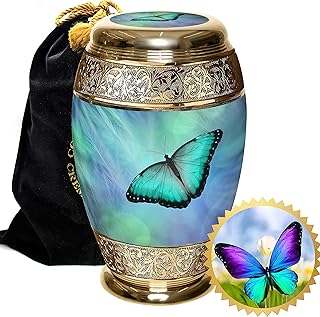 Bokeh Butterfly Urns for Human Ashes Adult Female Large, XL or Small Urns for Human Ashes & Urns for Ashes Adult Female for Home Burial Butterfly Urn