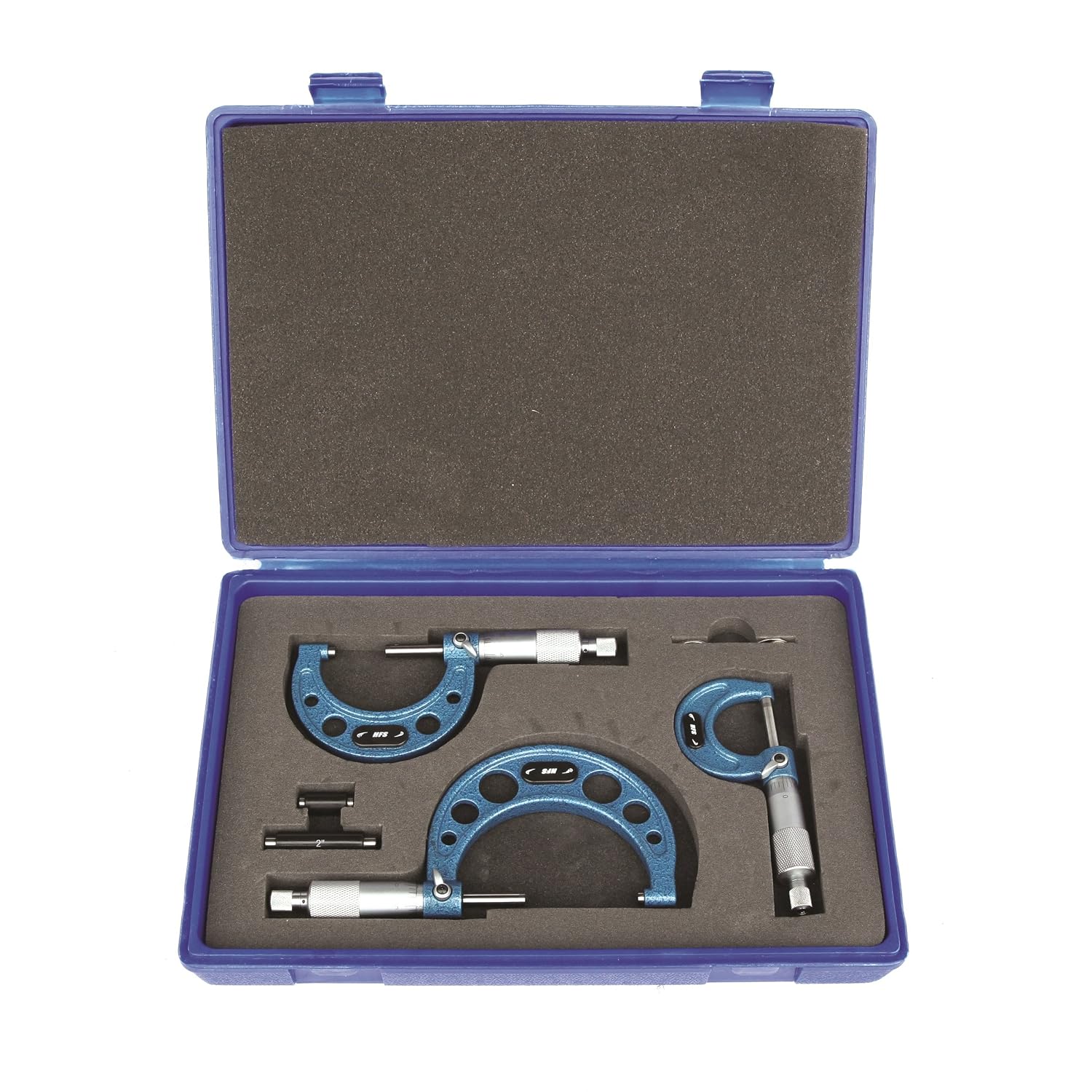 HFS(R) 0-3" Precision Outside Micrometer Set 3 PCS (0-1", 1-2", 2-3") - Carbide Tipped, 0.0001" Accuracy, w/Carbide Tips, Standards, Ratchet Stop