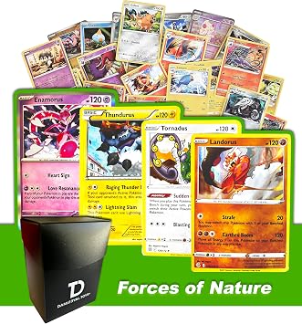Dan123yal Forces of Nature TCG Random Assortment Bundle || Forces of Nature Quartet + 6 Holographic Cards + 6 High HP Cards Deck Box