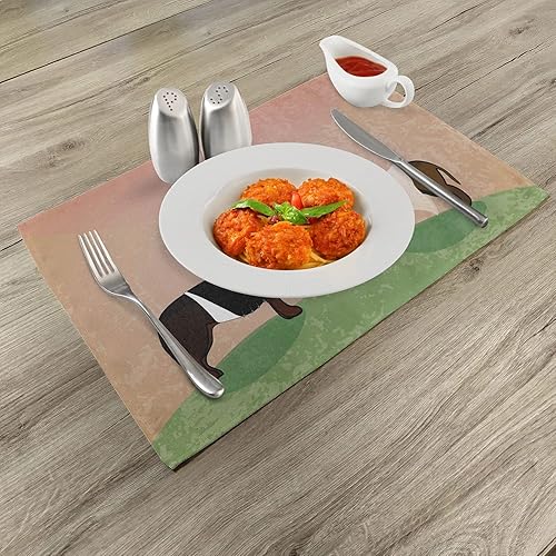 Miniatura 383 de Ambesonne Juego de 4 manteles individuales amarillos y azules, diseño de flores de primavera, flores vibrantes, manteles individuales de tela Azul