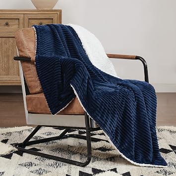Brooklyn Loom Corduroy Blue 50x70 Throw Blanket, Textured Solid Color, Adult Bedding, Oeko-TEX Certified
