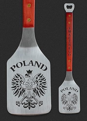 Miniatura 2 de Polart, Polish White Eagle - Espátula para parrilla de acero inoxidable con abridor de botellas y mango de madera, accesorios de parrilla para