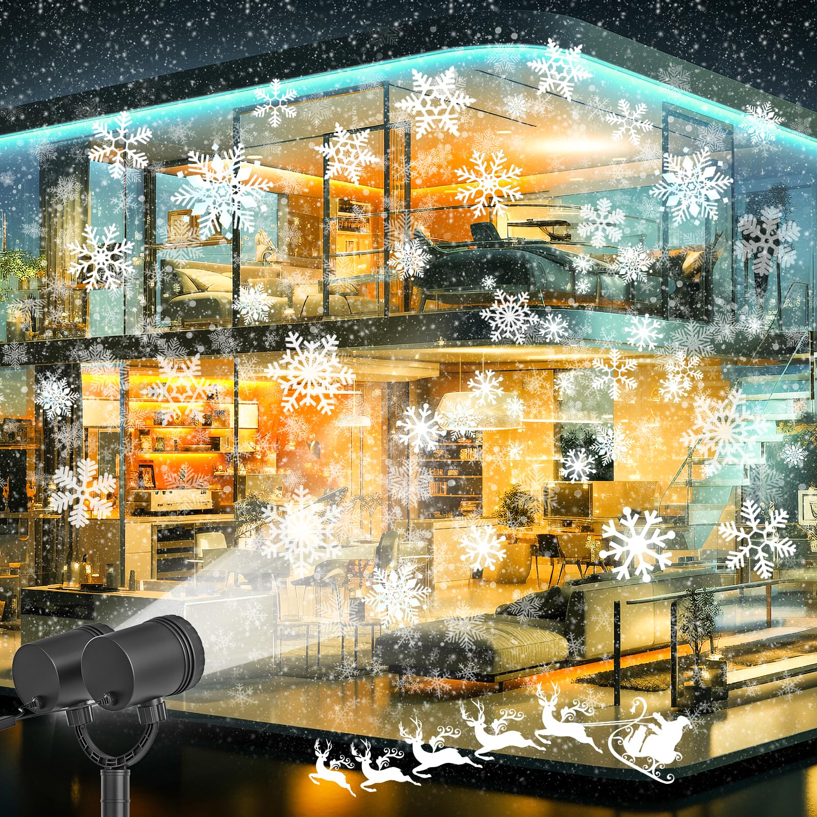 Projecteur De Flocons De Neige Pour Décorations De Noël IP65 Lampes De Projecteur De Flocons De Neige à LED étanches - Maison