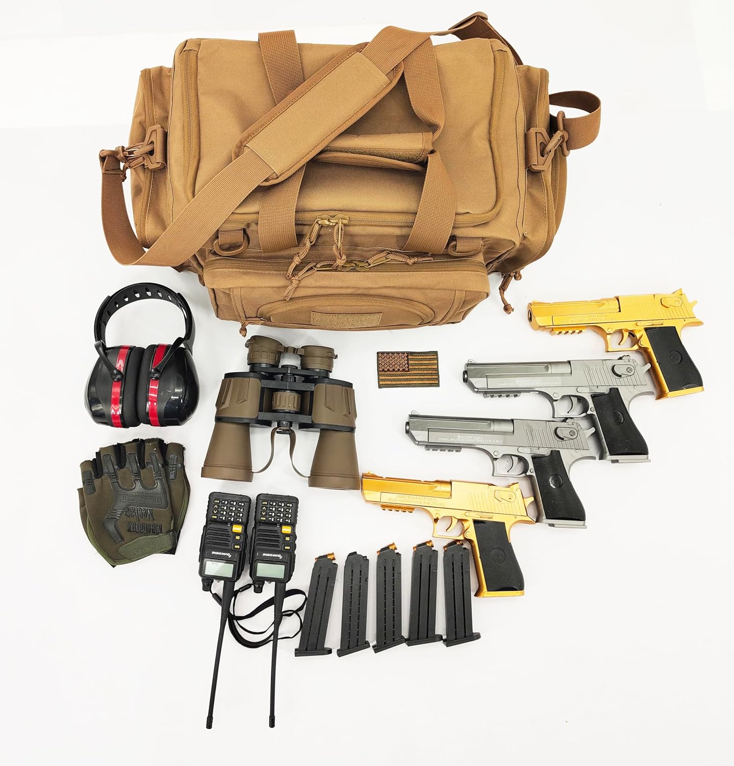 Tactical Gun Range Bag for 4 Handguns Ammo, Pistol Duffle Bag with 5X Magazine Slots for Hunting Shooting Range Sport