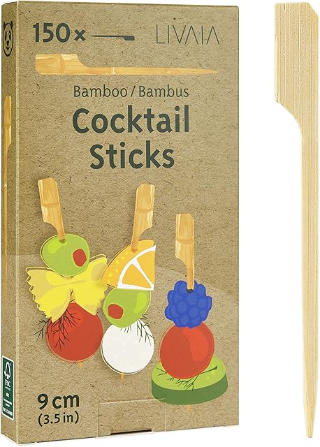 Bamboo Skewers Wood: 150 Bamboo Sticks and Cocktail Sticks for Food in 9cm  Cocktail Skewers  Wooden Skewers  Burger Sticks  LIVAIA Bamboo Skewers