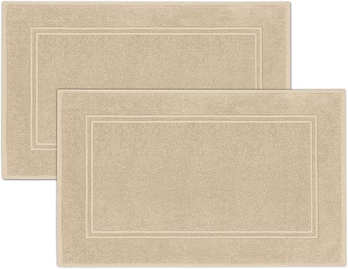 Miniatura 11 de Tens Towels Paquete de 2 alfombrillas de baño 100% algodón, 20 x 32 pulgadas, toallas de piso premium de calidad hotelera súper absorbentes, Gris