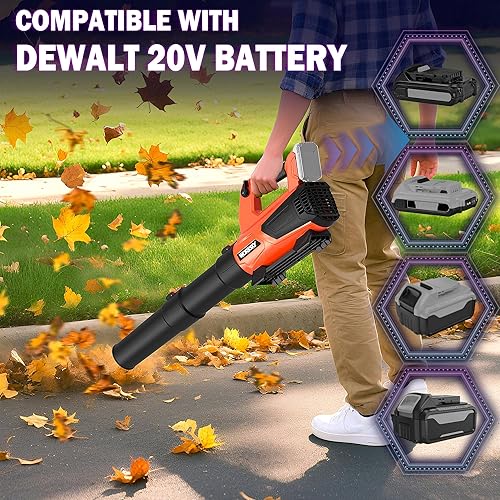 Miniatura 3 de Soplador de hojas inalámbrico compatible con batería Dewalt 20V Max (SIN batería), soplador de hojas eléctrico hasta 160 MPH 580 CFM, sopladores