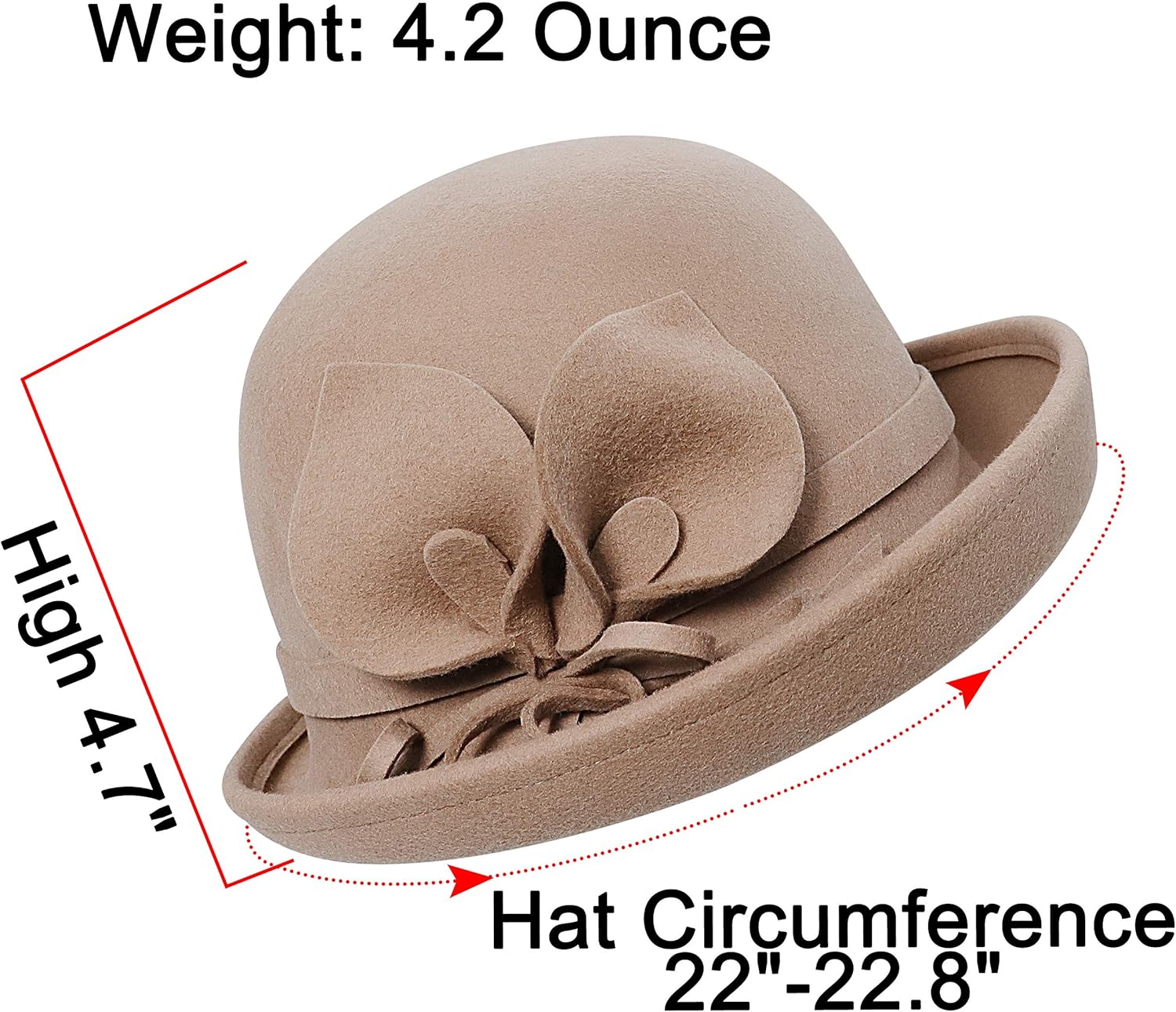 Bienvenu Ladies Bucket Hat Vintage Cloche Hats Church 100% Wool