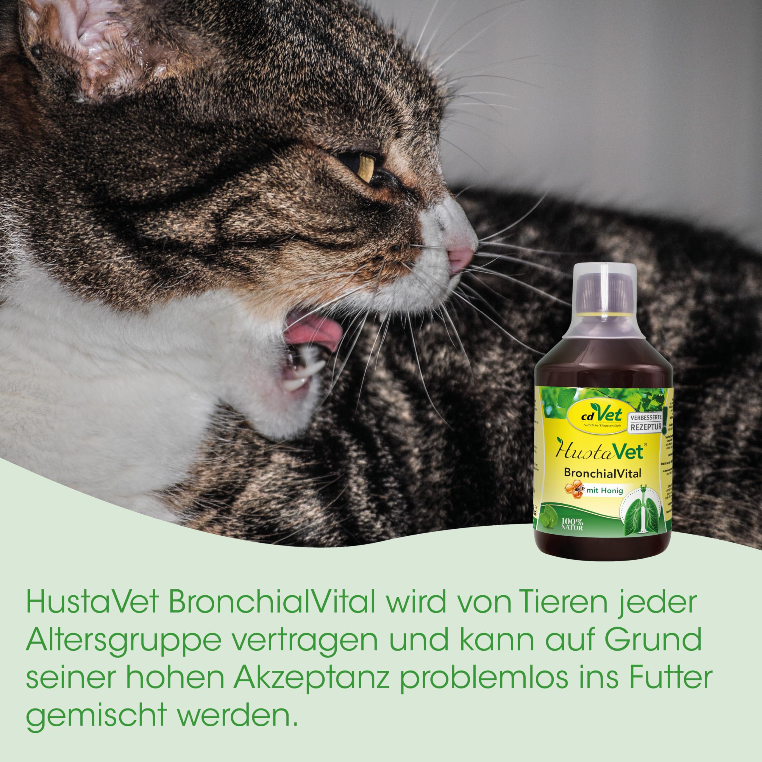 cdVet Natural Products CoughVet BronchialVital 500 ml - Perro - apoya la función respiratoria Superior y la condición respiratoria - Mecanismo de autolimpieza de los bronquios - Defensa inmune -