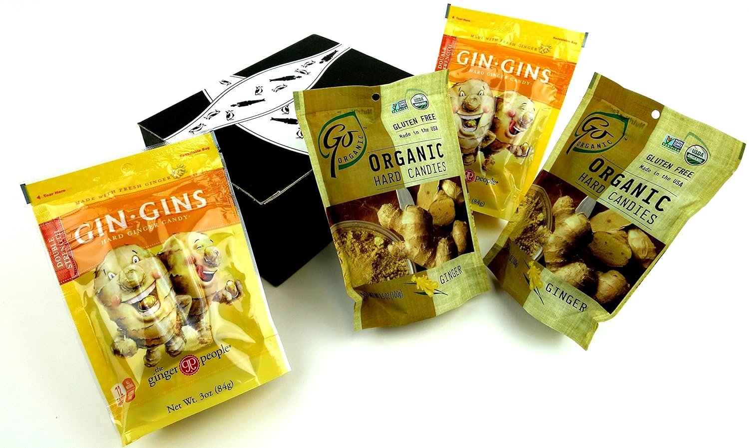 Ginger Hard Candies 2Flavor Variety Two 3 oz Bags of The Ginger People Gin Gins