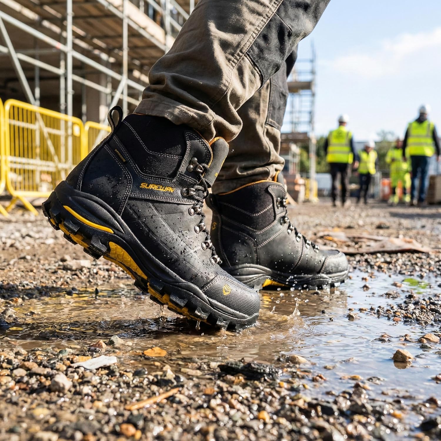 SUREWAY Men's 6" Soft/Steel Toe Lightweight Waterproof Work Boot - Leather,Lace Up,Oil/Slip Resistant Dual-Density Comfortable EH Construction Industrial Ankle Safety Men Work Boots,Roofing, Hunting - Image 2