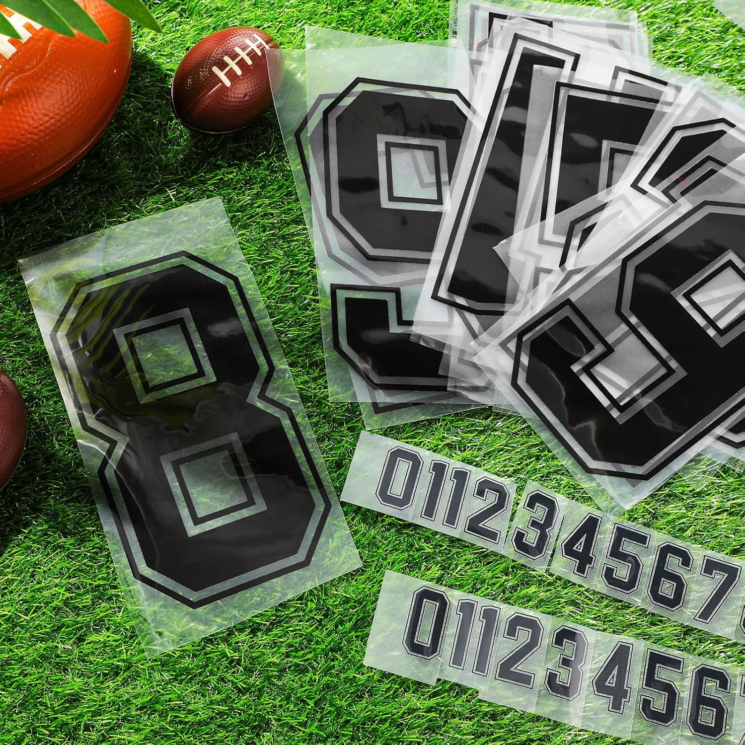 Glenmal 176 Sheets 1936 Pcs Iron on Numbers for Jersey T-Shirt Heat Transfer Numbers 0-9 for Fabric Clothing Sports Jersey Helmet Football Basketball Baseball DIY Team Uniform(Black)