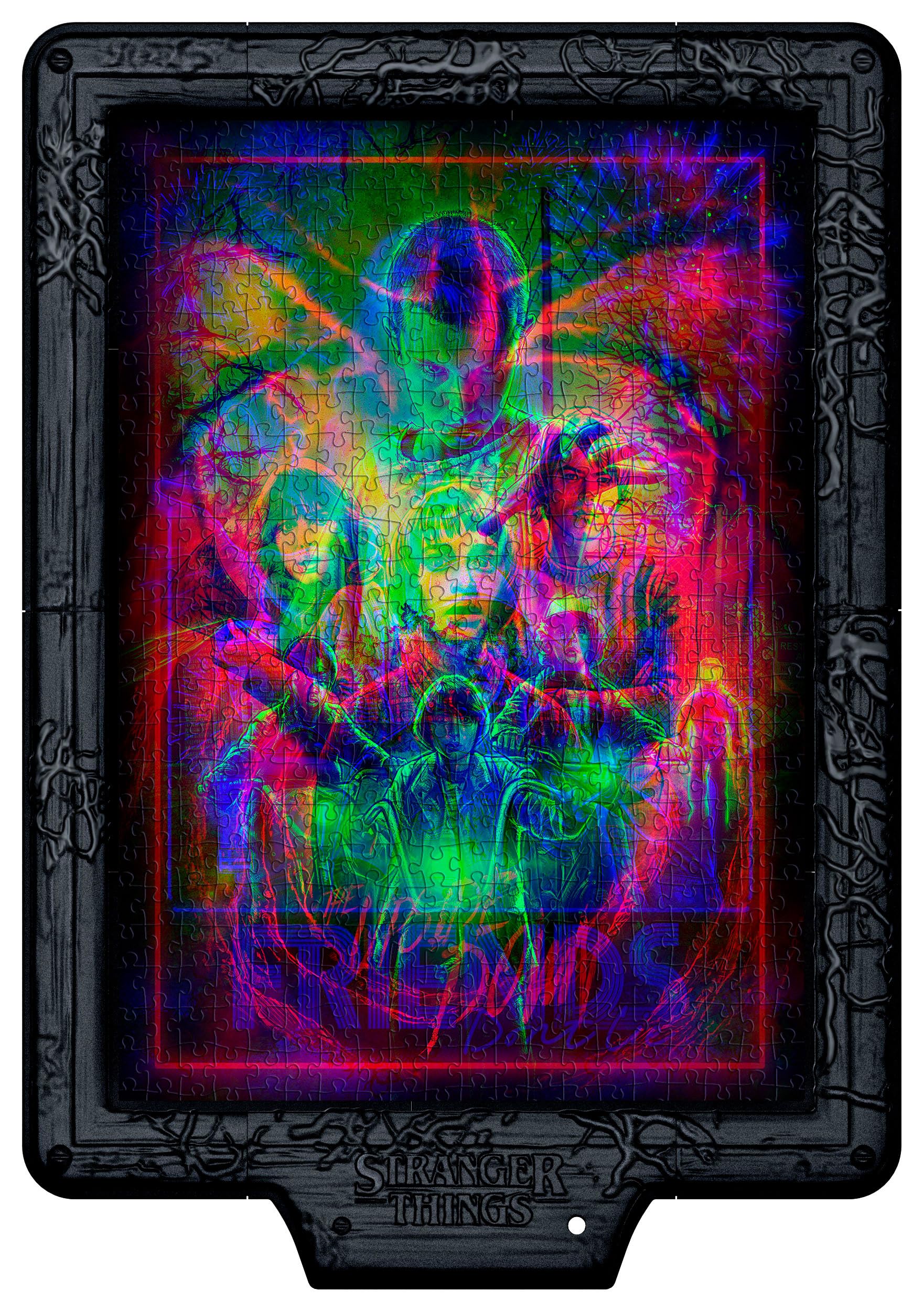 Clementoni - Stranger Things Metamorphic Art Collection - The Upside Down, Quadro Interattivo 520 Pezzi con Cornice e LED RGB, Illustrazione che Cambia con la Luce, Made in Italy, 35155