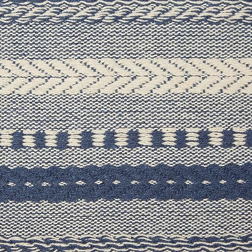 Vista 108 de DII Farmhouse - Camino de mesa trenzado a rayas, 15x72, azul marino