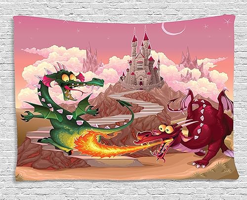 Miniatura 11 de Ambesonne Tapiz vintage, estilo retro de los años 50 y 60, estilo pin up de autos en películas de Hollywood, obra de arte para colgar en la pared