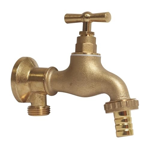 SOMATHERM FOR YOU - SOMATHERM for You, Kit Robinet d'arrosage orientable 15/21-20/27 en Laiton Brut avec Applique Murale sans écrou, Installation Rapide, étanchéité optimale, Pression Max 10 Bars