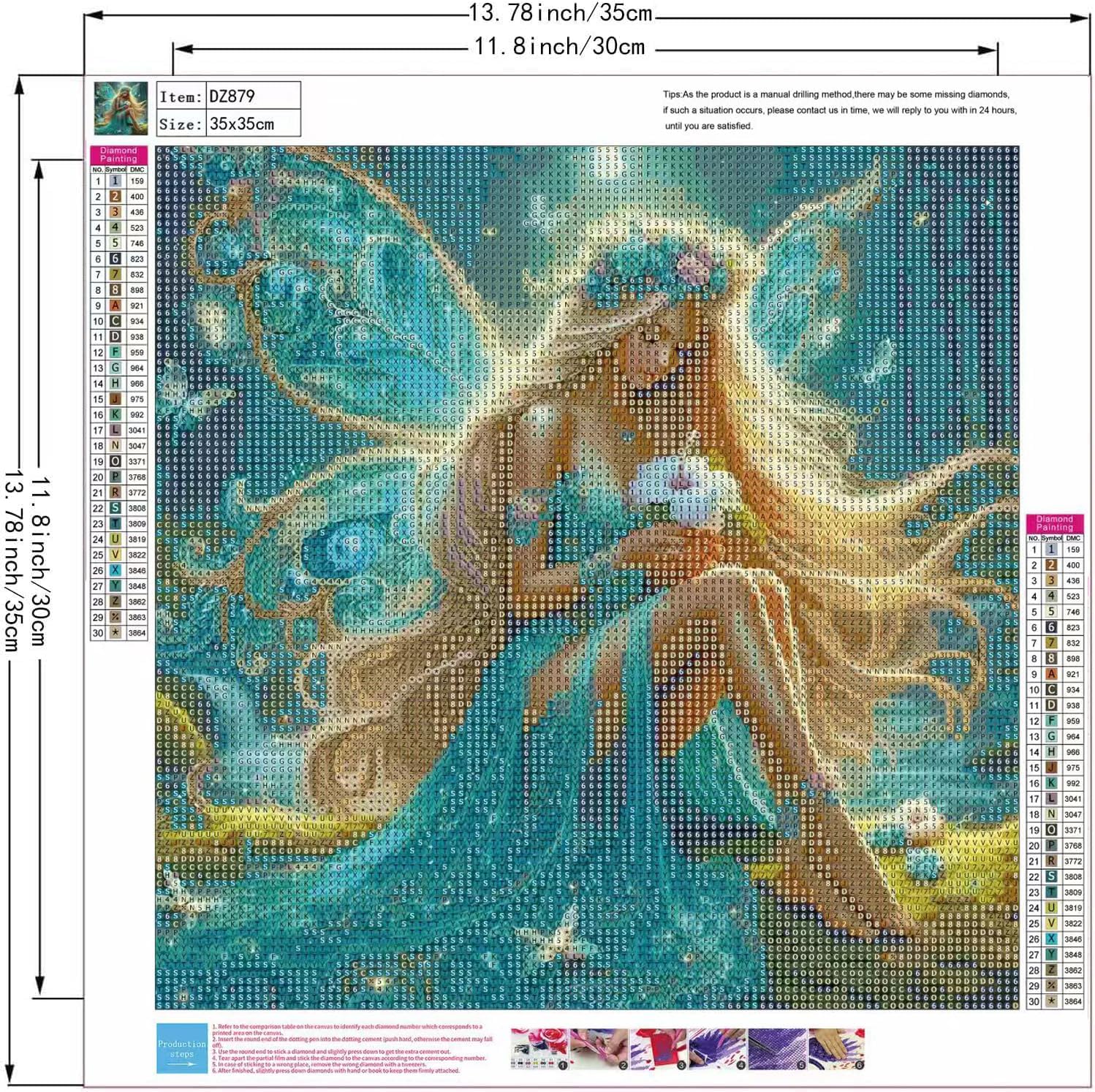 ZHUDENGXJL Blue Fairy Diamond Art Kits for Adults,5D Diamond Painting for Adults Beginners,DIY Gem Painting for Adult and Crafts Kits Home Decor 13.78 x 13.78inch
