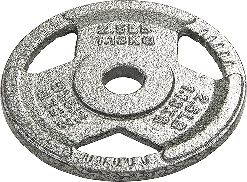 Miniatura 2 de Signature Fitness Placa de peso de hierro fundido para entrenamiento de fuerza y levantamiento de pesas, centro de 1 pulgada, 2.5 libras (juego de 4)