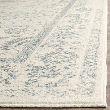 SAFAVIEH Area Rug 10x14 - Adirondack Collection - Large - Ivory & Slate, Distressed Vintage Floral Design, Non-Shedding & Easy to Clean, Ideal for Living Room, Bedroom, Dining Space (ADR109S)