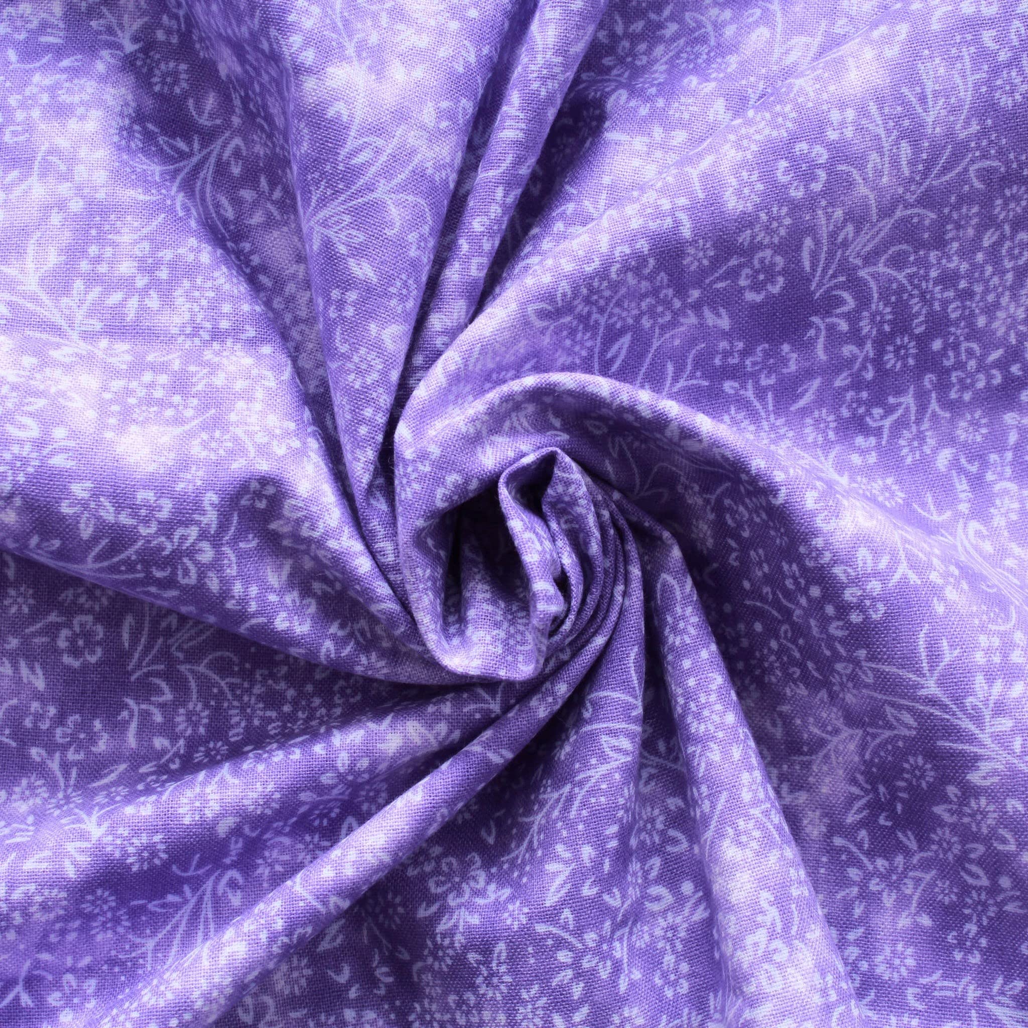 Half Metre 100% Quilting Cotton Mottled Floral Blender Fabric Backing Fabric Blender Material Quilting Patchwork Dressmaking (Purple)