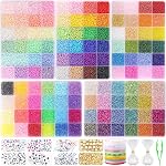 Funtopia 5 Boxes 120 Colors Beads, Friendship Bracelet Kit with 2mm Glass Seed Bead and Letter Bead, Colorful Beads for Making Jewellery, DIY Bracelets and Art Crafts for Birthdays, Parties, Holidays (49000+Pcs)