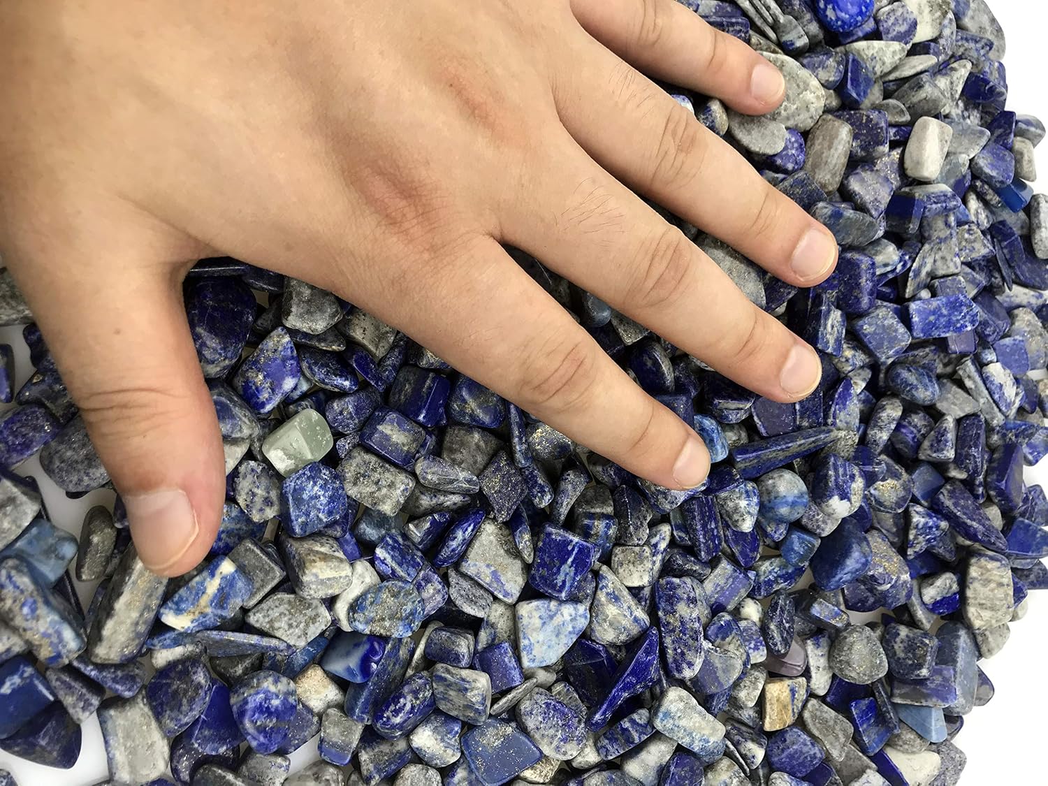SNAKTOPIA Lapis Lazuli Tumbled Chips Stone Crushed Pieces Irregular Shaped Stones Jewelry Making 0.2~0.5in Weight 0.74 ib (5-Lapis Lazuli)