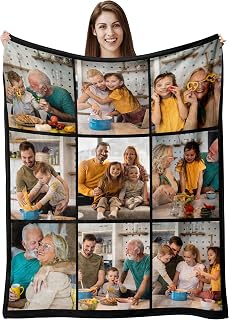 Ships Next Day, Custom Blanket with Picture Text Printed in USA, Personalized Photos Blankets and Throws Customized Blanket Customizable Gifts for Men Boyfriend Girlfriend Wife Husband Christmas