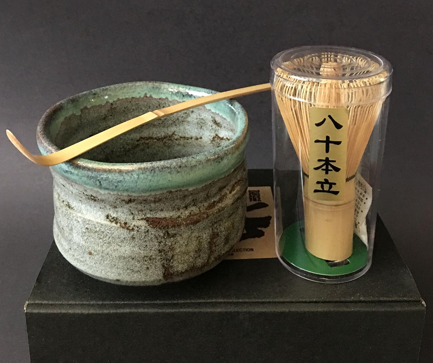 Japanese Aoshino Matcha Cup Bowl Bamboo Scoop 80 Whisk Tea