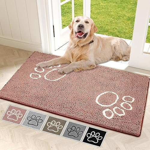 Miniatura 43 de Bcoimo Tapete súper absorbente para puerta de perro, 30 x 20 pulgadas, tapete antideslizante para patas fangosas, alfombras para mascotas para patas