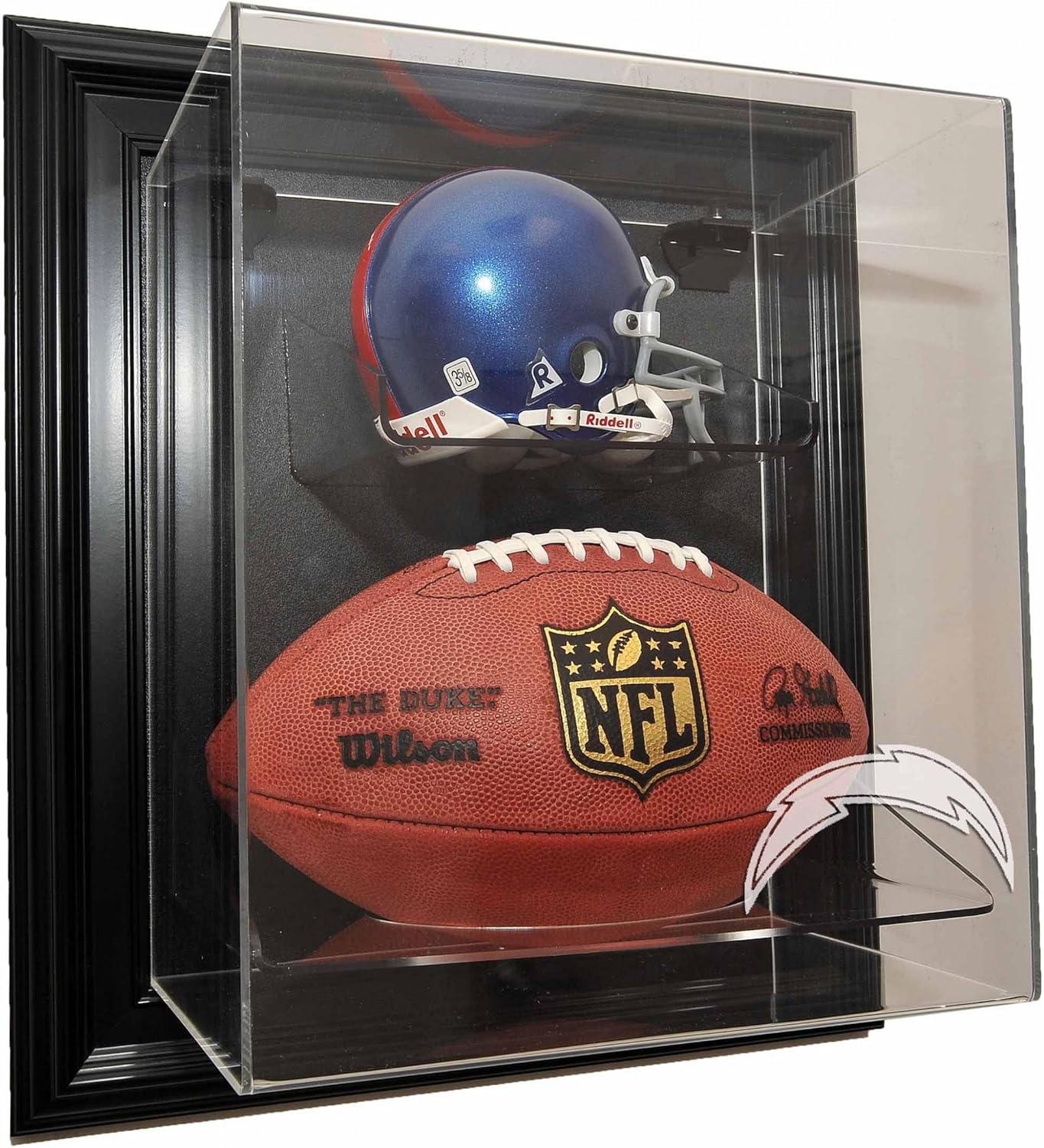 San Diego Chargers Mini Helmet and Football CaseUp Display