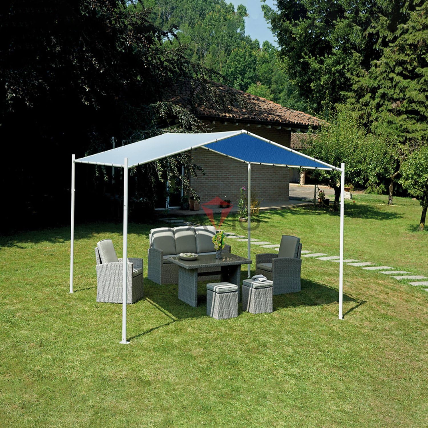 Patio Paradise 3' x 9' Sun Shade Cloth with Grommets, Rectangle Shade Sail Straight Edge, 240GSM Heavy Duty Pergola Cover Replacement Canopy for Outdoor Backyard Garden, Customize, Blue