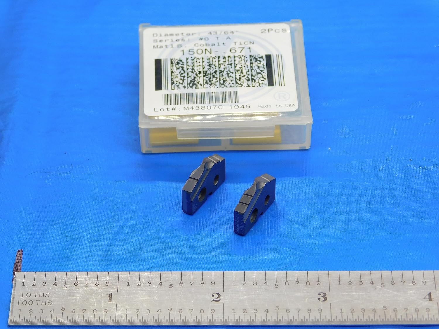 2pcs New AMEC 43/64" #0 T-A 150N-.671 TiCN Coated Cobalt Spade Drill Inserts - DE1014AA3