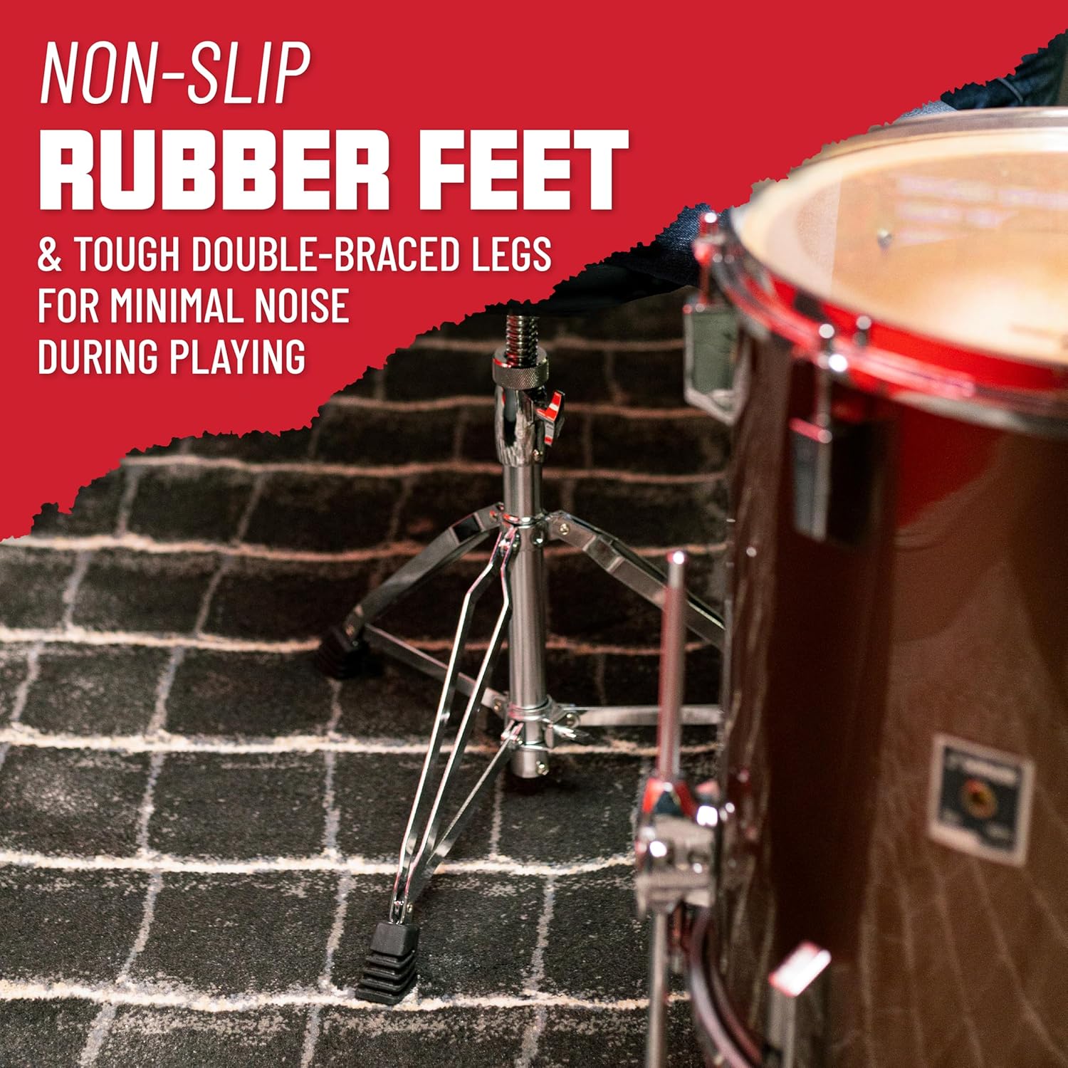 Gator Frameworks Universal Round-Top Drum Throne with Spindle Adjustment, 325lb Weight Capacity (GFW-DRUMTHRONE-R)