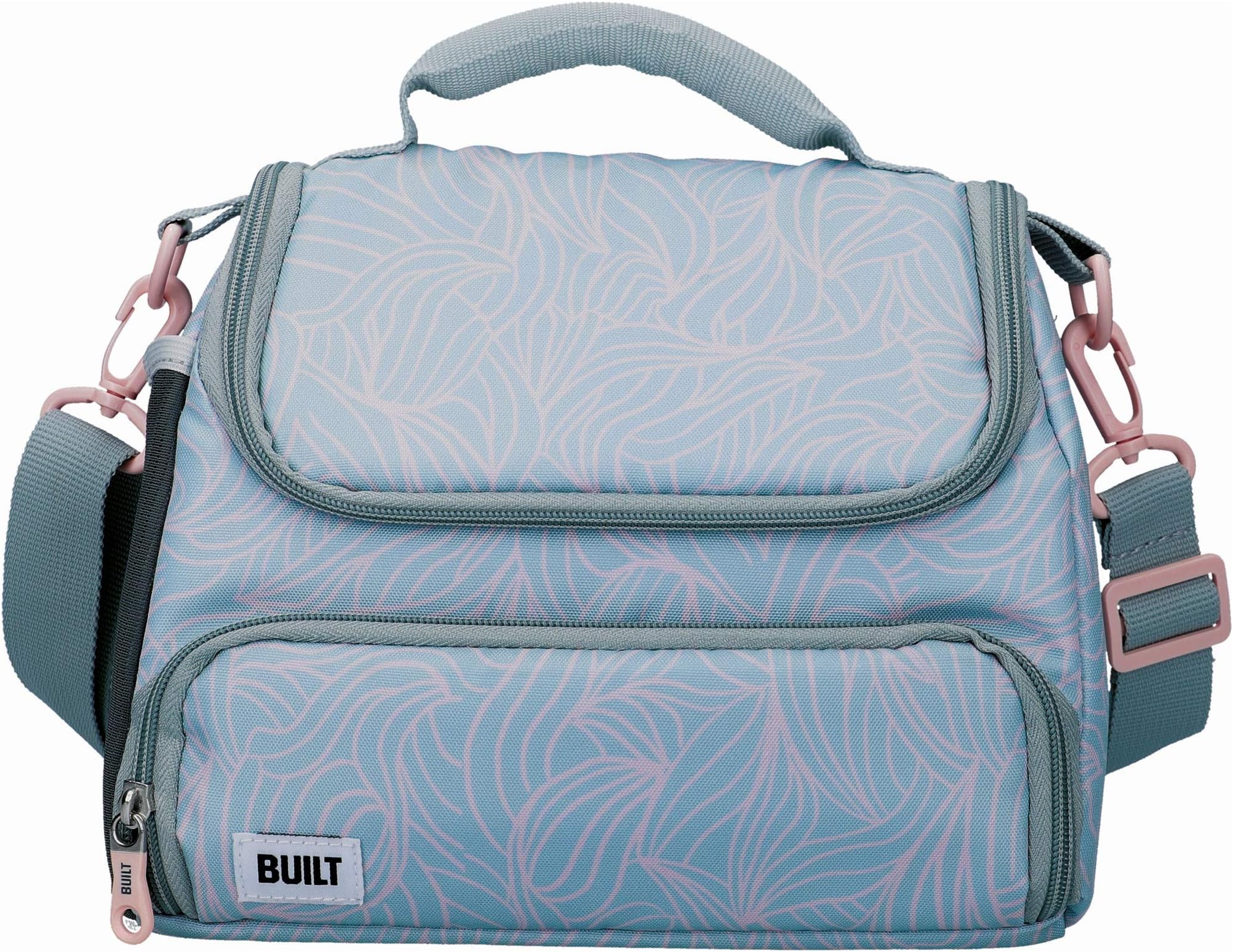 Insulated Lunch Bag with 'The Mindful' Design, Polyester, Grey/Pale Pink, 18.5 x 27 x 21 cm