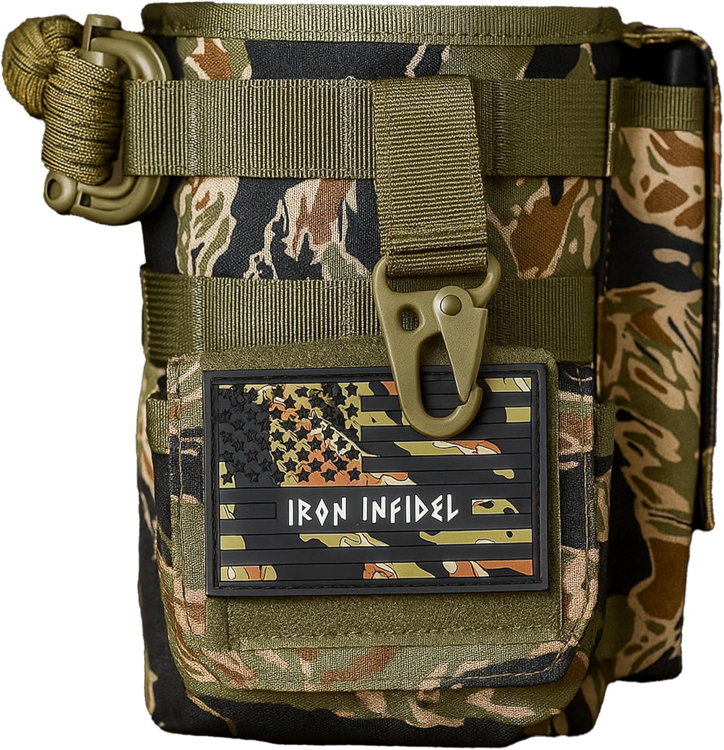 Iron InfideI Battle Bottle Sleeve – 64 oz and 32 oz Water Bottle Sleeve Only for Half Gallon 1L Steel Water Bottle | Rugged Cover with Molle for Versatile Design with Storage for Phone, Wallet & Keys