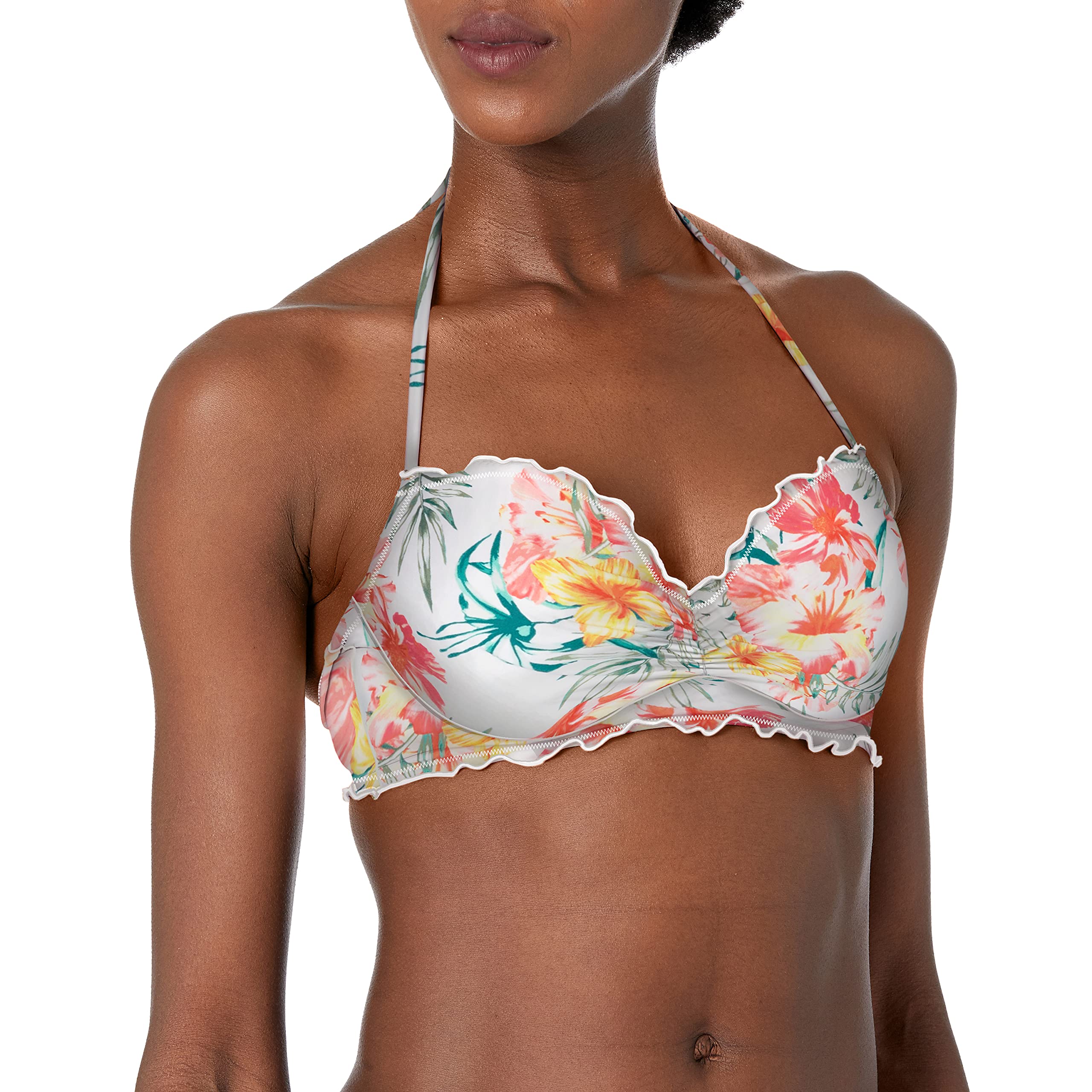 COCO RAVEWomen's Bandeau Bikini Top Swimsuit with Ruffle