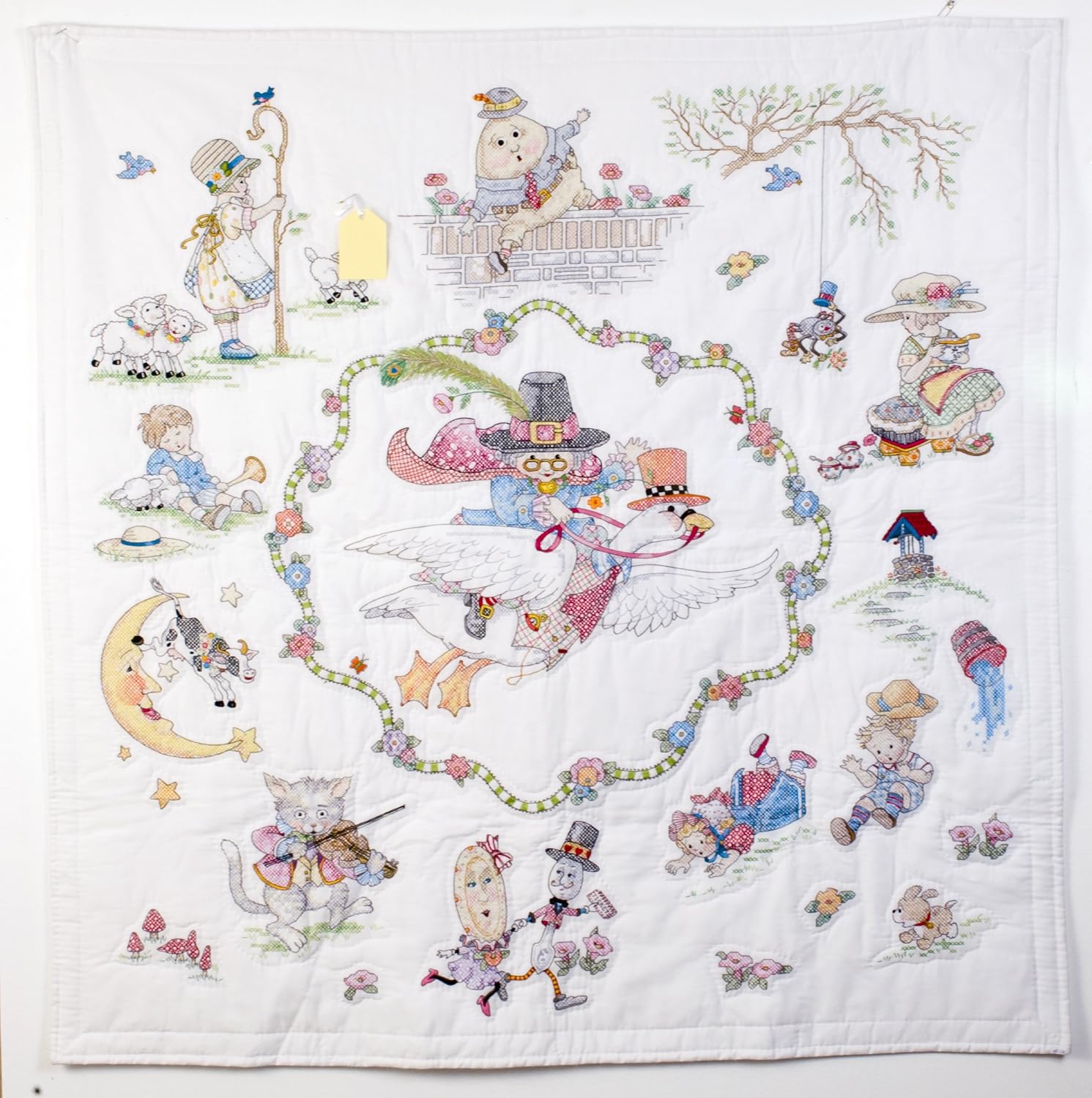 Mary Engelbreit Mother Goose Lap Quilt Stamped Cross Stitch 45"X45
