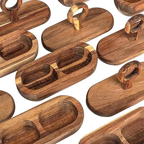 Miniatura 6 de Bloomingville Bloomingville Modern Acacia Wood Divided Container with Lid, Natural