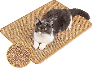 Tapis Griffoir Chat En Sisal Naturel - 50x30cm, Antidérapant, Motif Empreintes | Protège Les Meubles, Durable Et Décoratif