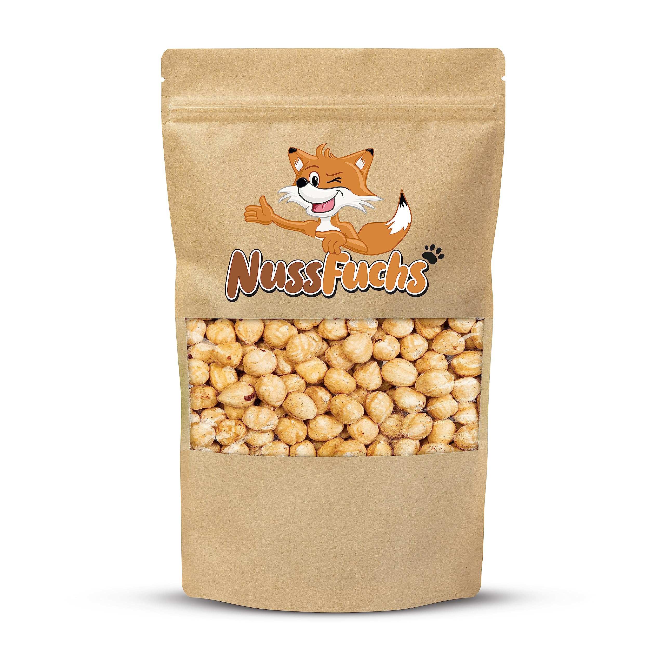 Haselnüsse geröstet 1kg ohne Haut ungesalzen ganz blanchiert NussFuchs