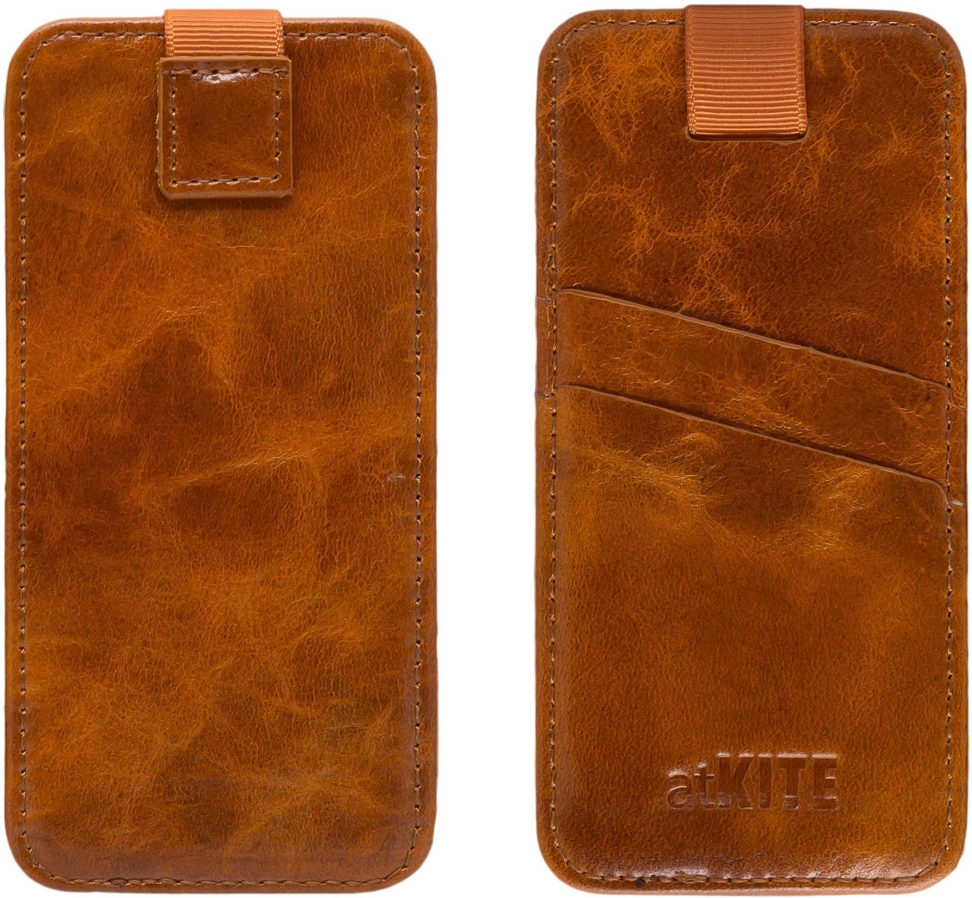 iPhone 8 / 7 / 6 / 6S Sleeve Case, atKITE Genuine Vintage Style Leather Sleeve Case - Pull Tab - Sleeve - Slide in Case - Brown