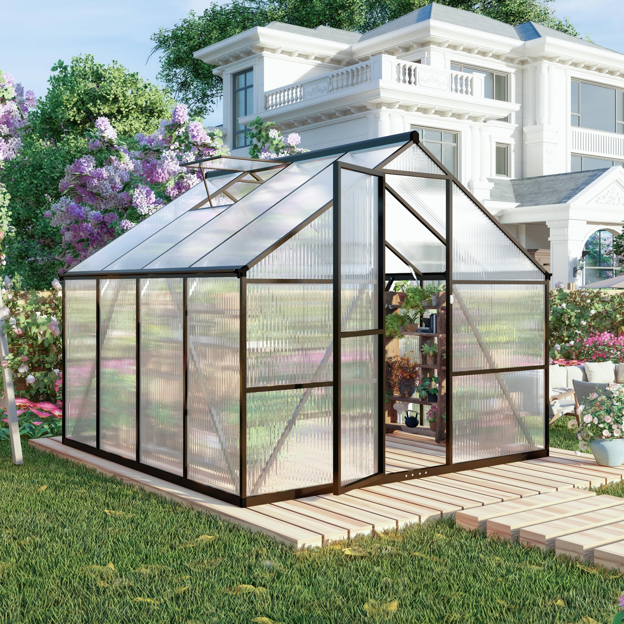 Jiliusure 8 x 8 FT Outdoor Polycarbonate Greenhouse