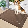 BEQHAUSE Soft Brown Stair Treads 4PCS and Dirt Trapper Dog Door Mat 20x32 with Non Slip Backing