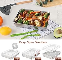 Vista 6 de Onader Juego de moldes para hornear, 9¼ x 7 ¼ x 2 pulgadas, molde rectangular pequeño con tapa, utensilios para hornear de acero inoxidable
