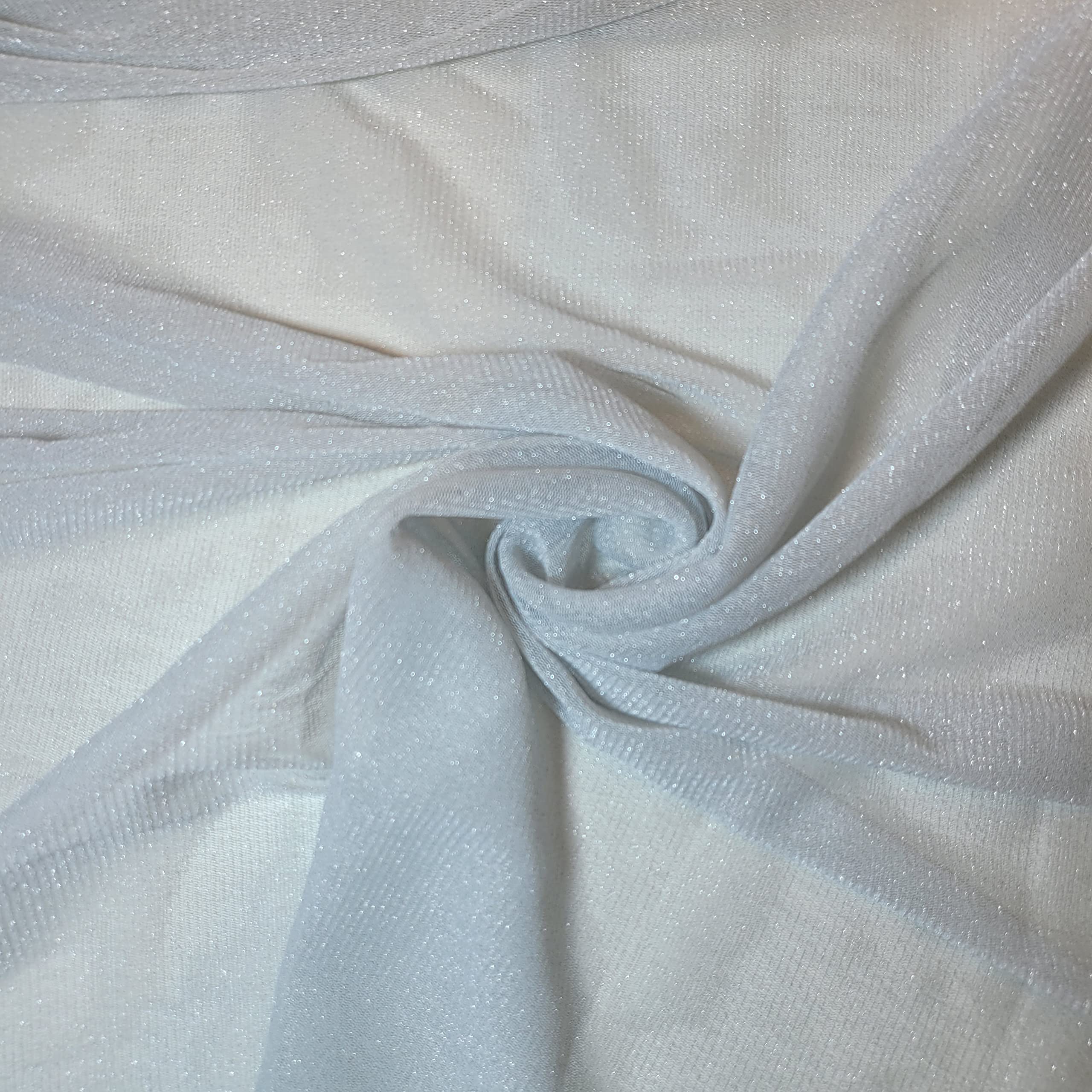 LP Power Net Fabric Premium Sheer 4 Way Stretch Mesh Lining Dressmaking Material 58-150cm (5 Meter, White Glitter) โ image 1