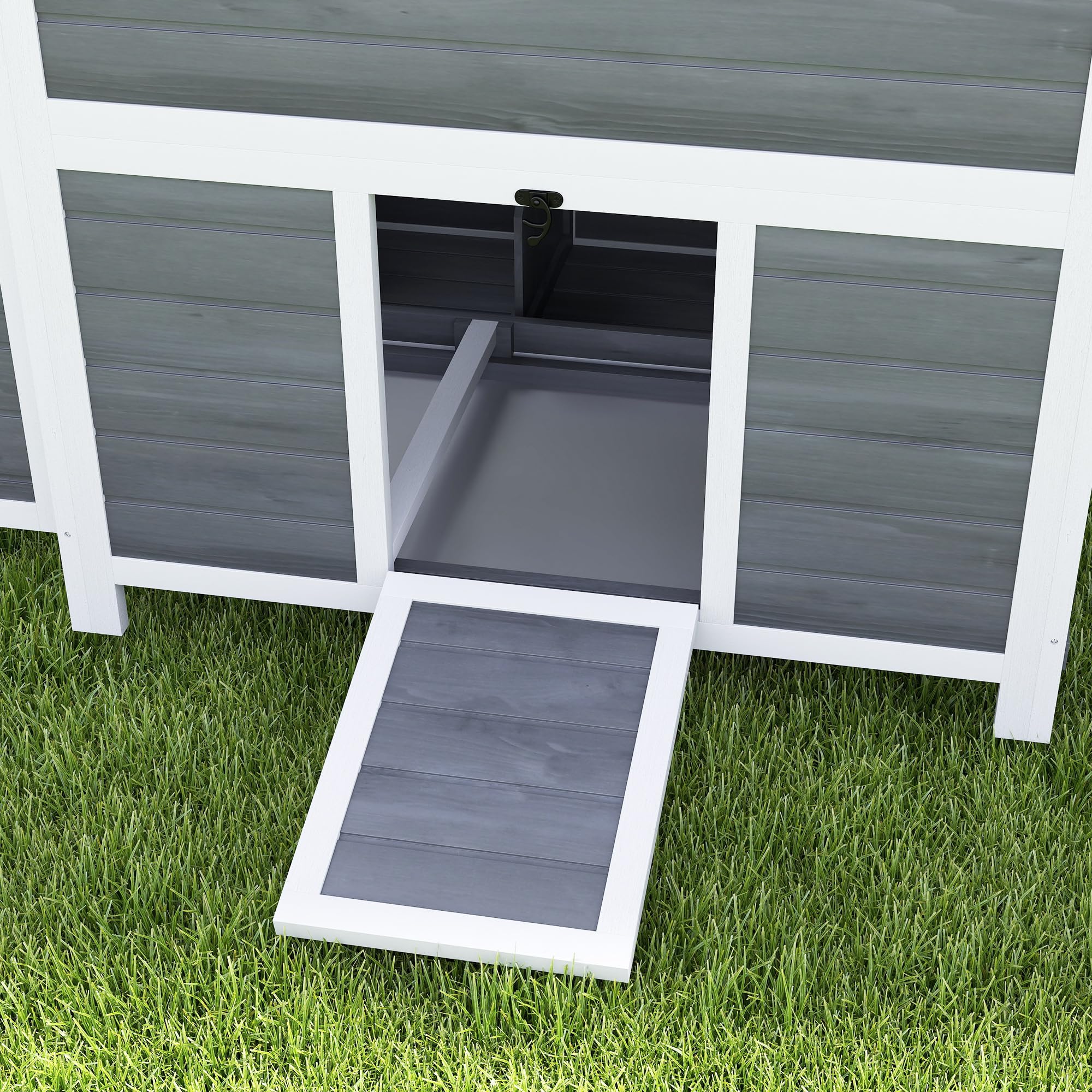 Gallinero PawHut de Madera de Abeto, gallinero con Nido, gallinero para 4-6 gallinas, tejado Impermeable, 100 x 86 x 100 cm, Gris Claro