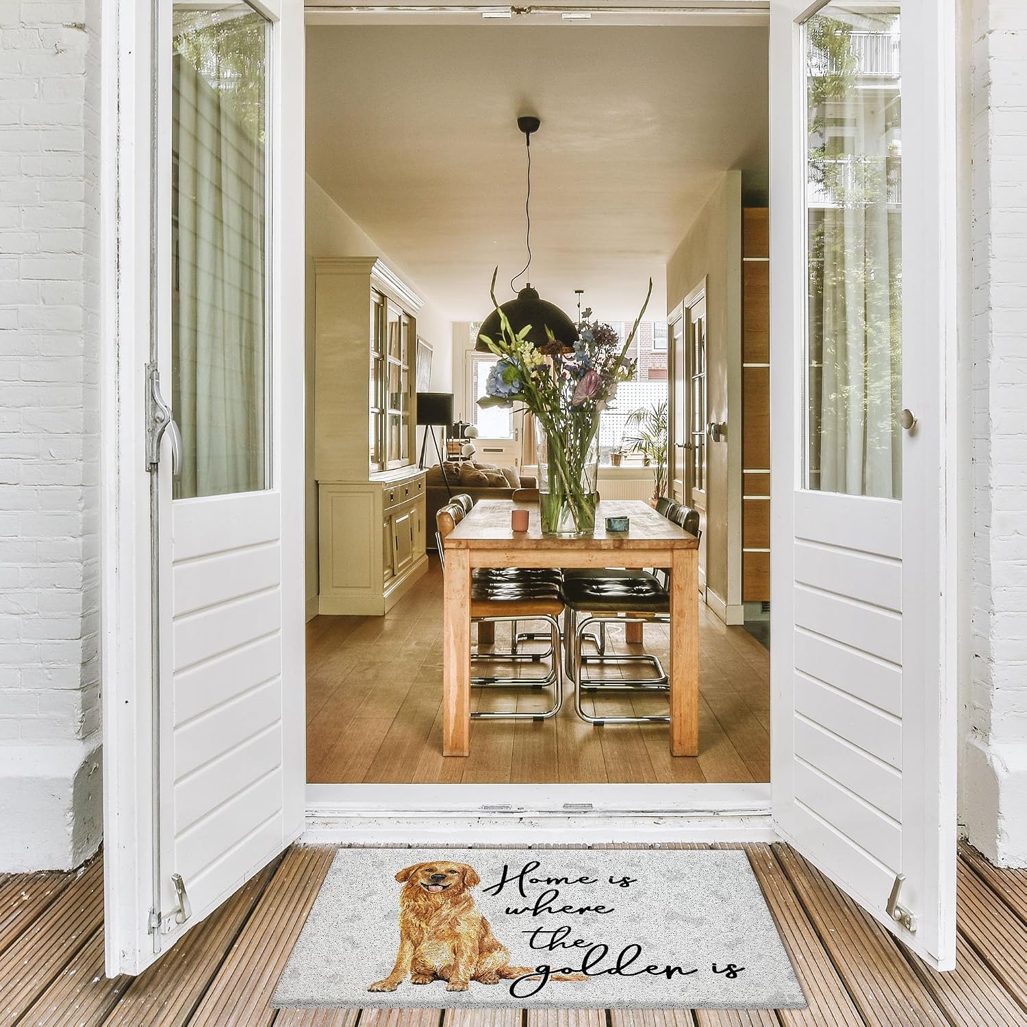 Funny Golden Retriever Outdoor Mat for Floor Outside Entrance mat, Golden Retriever Welcome Mats for Front Door Dog Decor 17x30 Inches
