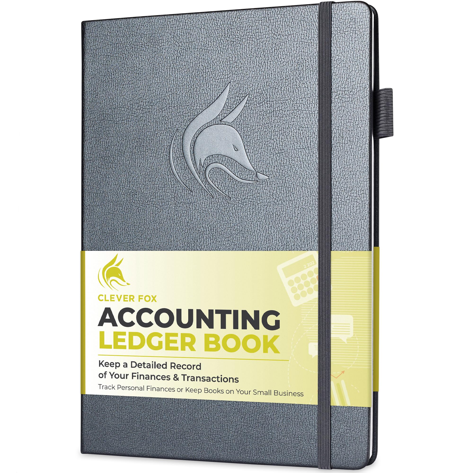 Clever Fox Accounting Ledger Book – Accounting Log for Small Businesses & Personal Use – Columnar Journal for Tracking Money, Expenses, Deposits & Balance – Hardcover, Large, 7x10″ (Silver Black)