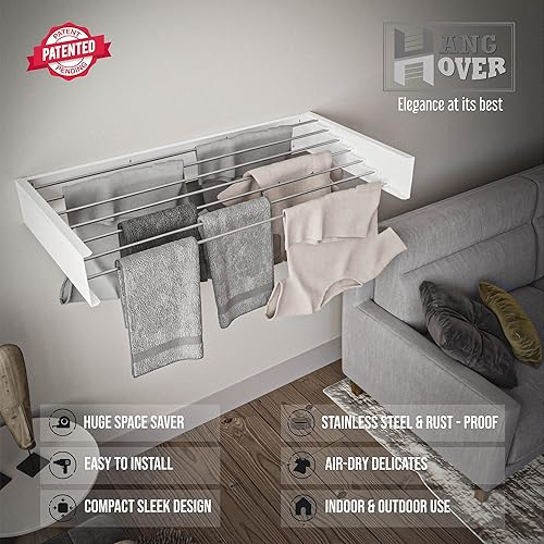 Miniatura 6 de TCO ADVENTURES Estante de secado plegable montado en la pared de 40 pulgadas, elegante colgador invisible mate, plegable de acero inoxidable,