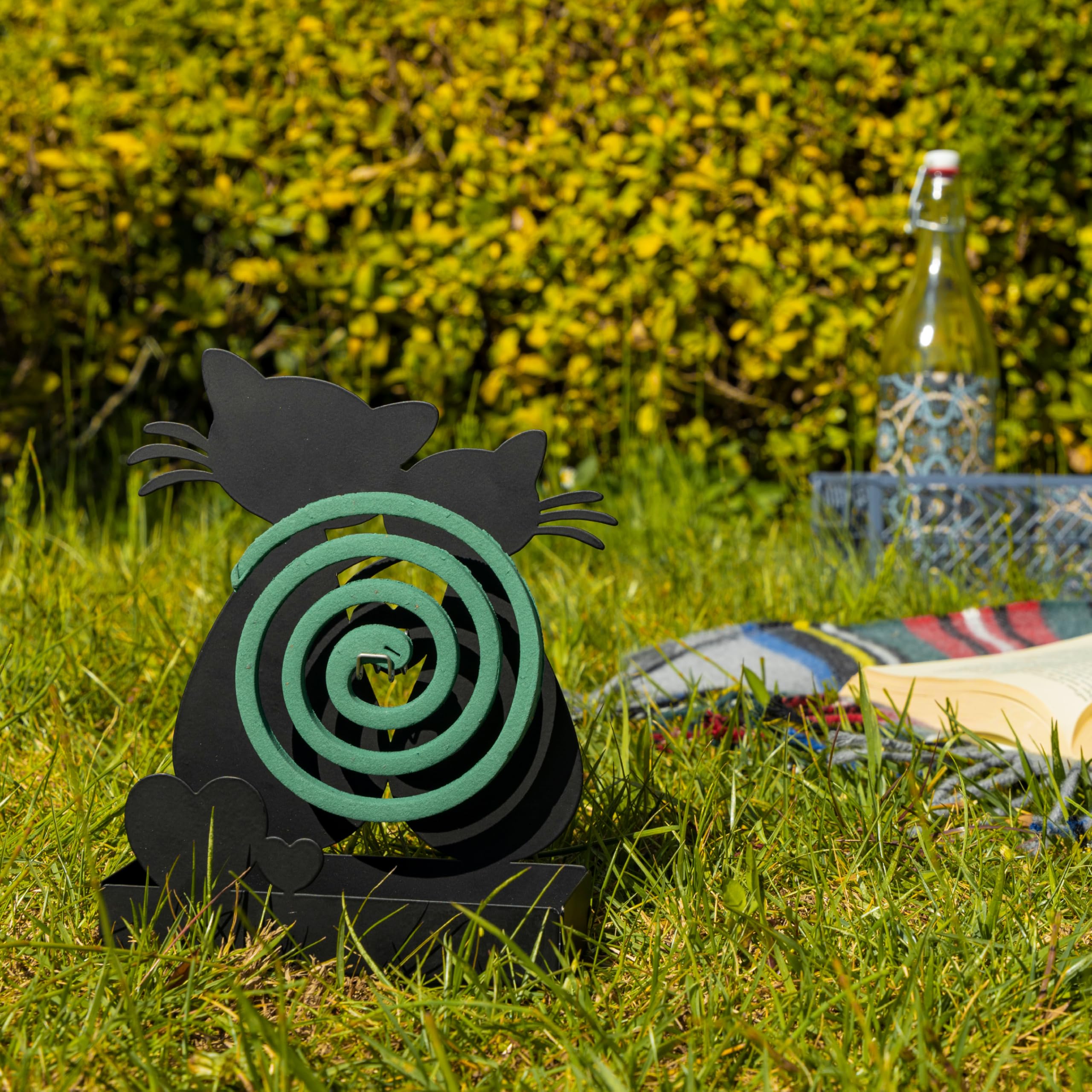 Puerta Espiral antimosquitos Apoyo con forma de Gatos Negros, para interior o exterior, 17x5x18 cm